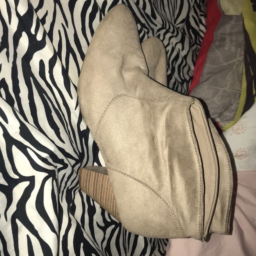 high heeled tan boots
